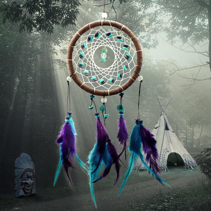 Original Silver Gray Dream Catcher 2 Ring Indian Feather Hanging Art Gifts To Bestie Friends Creative Valentine'S Day Gifts