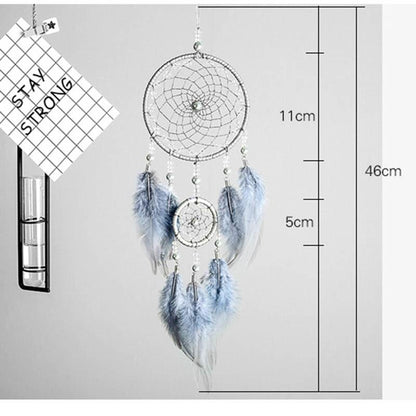 Original Silver Gray Dream Catcher 2 Ring Indian Feather Hanging Art Gifts To Bestie Friends Creative Valentine'S Day Gifts
