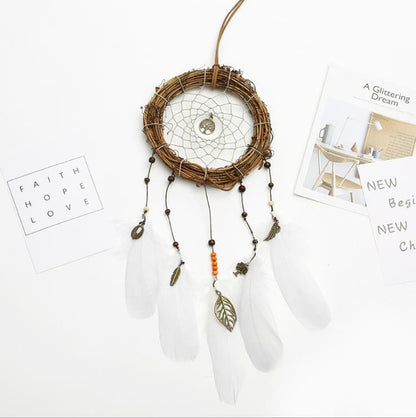 Original Silver Gray Dream Catcher 2 Ring Indian Feather Hanging Art Gifts To Bestie Friends Creative Valentine'S Day Gifts