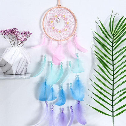Original Silver Gray Dream Catcher 2 Ring Indian Feather Hanging Art Gifts To Bestie Friends Creative Valentine'S Day Gifts