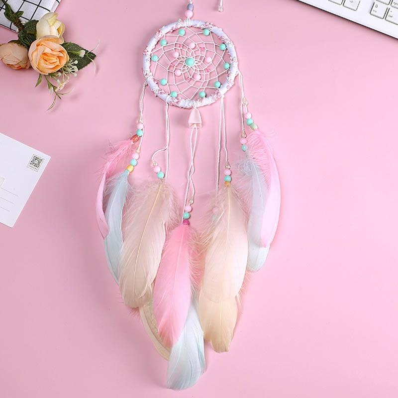 Original Silver Gray Dream Catcher 2 Ring Indian Feather Hanging Art Gifts To Bestie Friends Creative Valentine'S Day Gifts