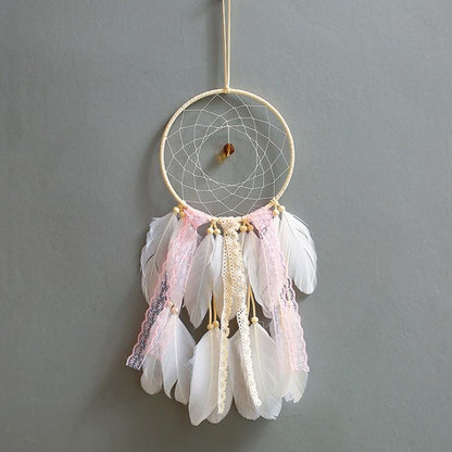 Original Silver Gray Dream Catcher 2 Ring Indian Feather Hanging Art Gifts To Bestie Friends Creative Valentine'S Day Gifts
