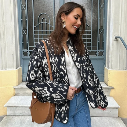 2024 Spring New Women'S Fashion And Elegance Short And Versatile Printed Quilted Round Face Jacket Coat