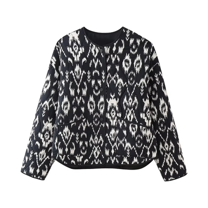 2024 Spring New Women'S Fashion And Elegance Short And Versatile Printed Quilted Round Face Jacket Coat