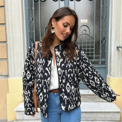 2024 Spring New Women'S Fashion And Elegance Short And Versatile Printed Quilted Round Face Jacket Coat