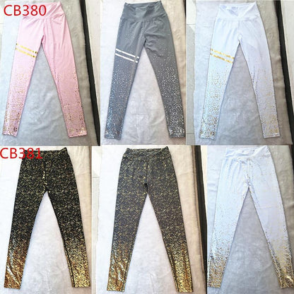 Pad Hot Stamping Two Piece Suit Women Patchwork Yoga Set Sport Fitness Women Pants Leggings Push Up Yoga Pants Summer Sportswear