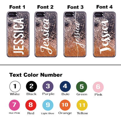Personalized Custom Liquid Glitter Silver Name Text Soft Bumper Phone Case For Iphone