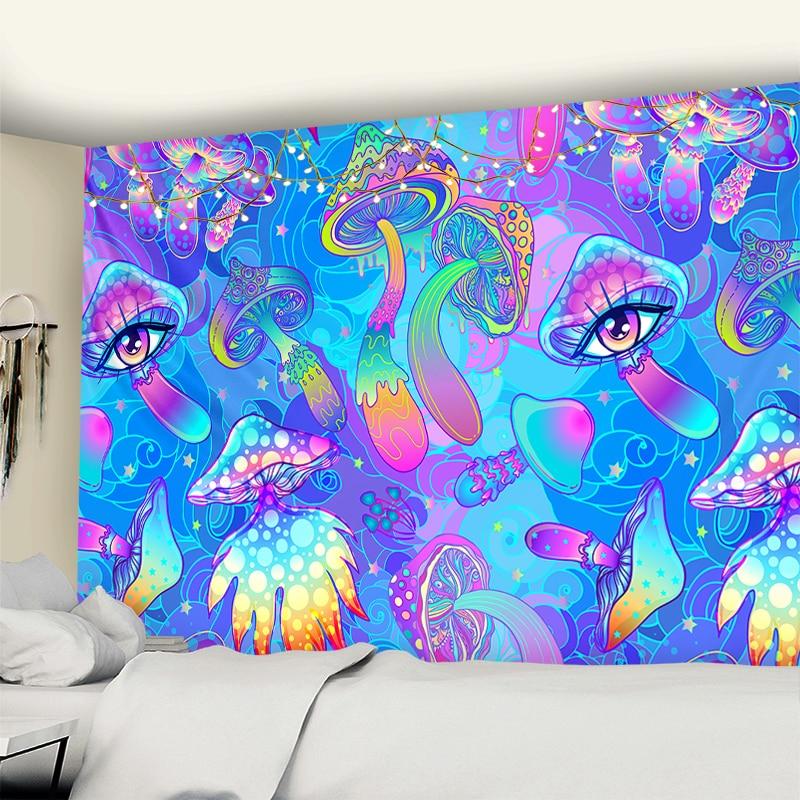 Psychedelic Mushroom Indian Mandala Tapestry Wall Hanging Bohemian Gypsy Psychedelic Tapiz Witchcraft Tapestry