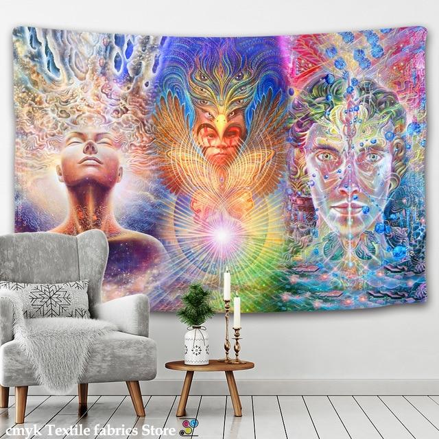 Psychedelic Tapestry Wall Hanging Bohemian Hippie Witchcraft Tapiz Art Science Fiction Tarot Room Home Decor