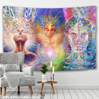 Psychedelic Tapestry Wall Hanging Bohemian Hippie Witchcraft Tapiz Art Science Fiction Tarot Room Home Decor