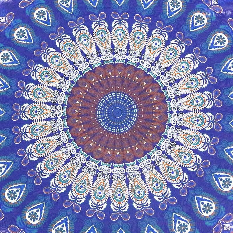 Peacock Tail Printed Fringed Beach Towel Sun Shawl Variety Scarf Yoga Cushion Mat