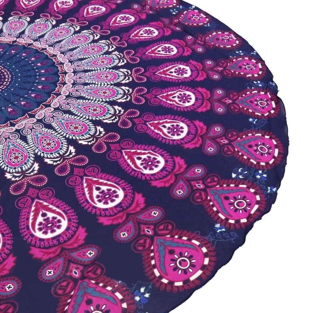 Peacock Tail Printed Fringed Beach Towel Sun Shawl Variety Scarf Yoga Cushion Mat