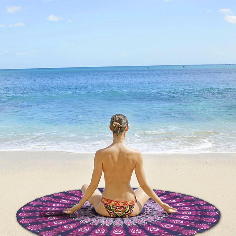Peacock Tail Printed Fringed Beach Towel Sun Shawl Variety Scarf Yoga Cushion Mat