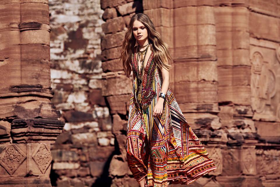 Bohemia Print V-Neck Straps Maxi Dress