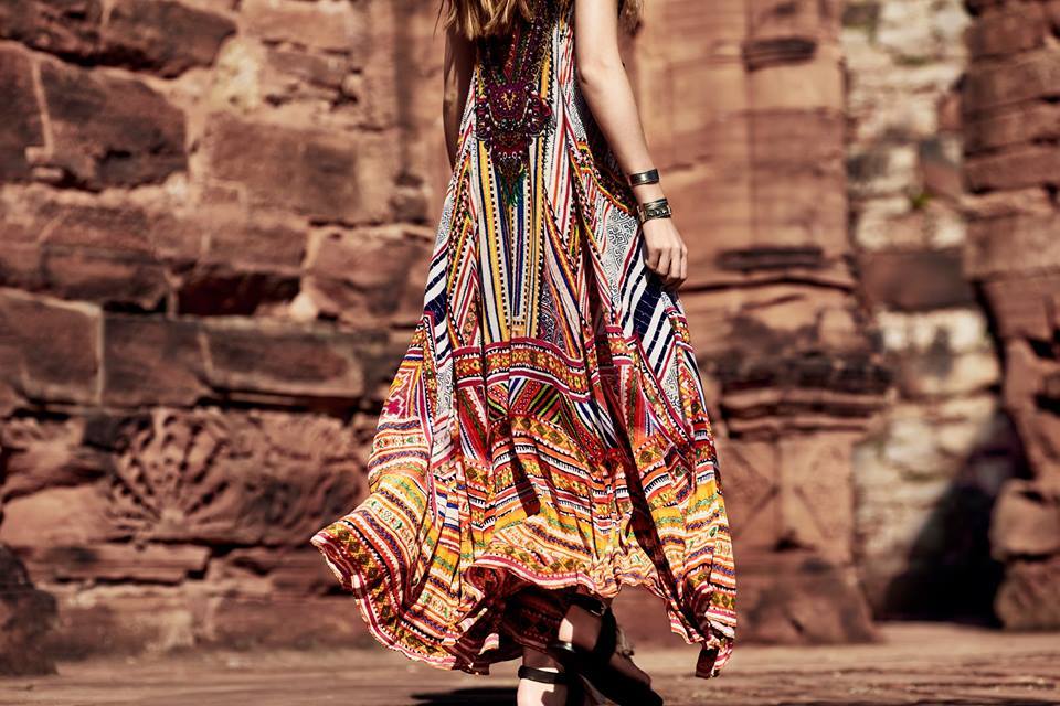 Bohemia Print V-Neck Straps Maxi Dress