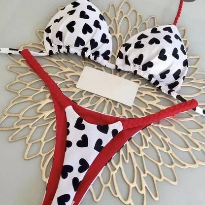 New Women'S Bikini Split Print Swimwear Fashion G-String Beach Holiday