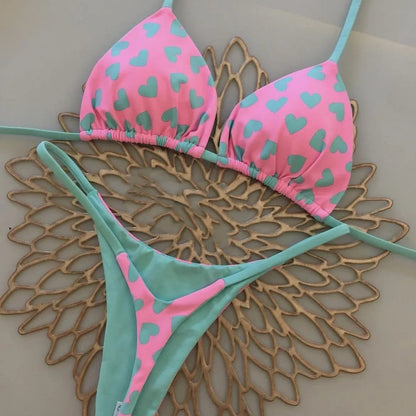 New Women'S Bikini Split Print Swimwear Fashion G-String Beach Holiday