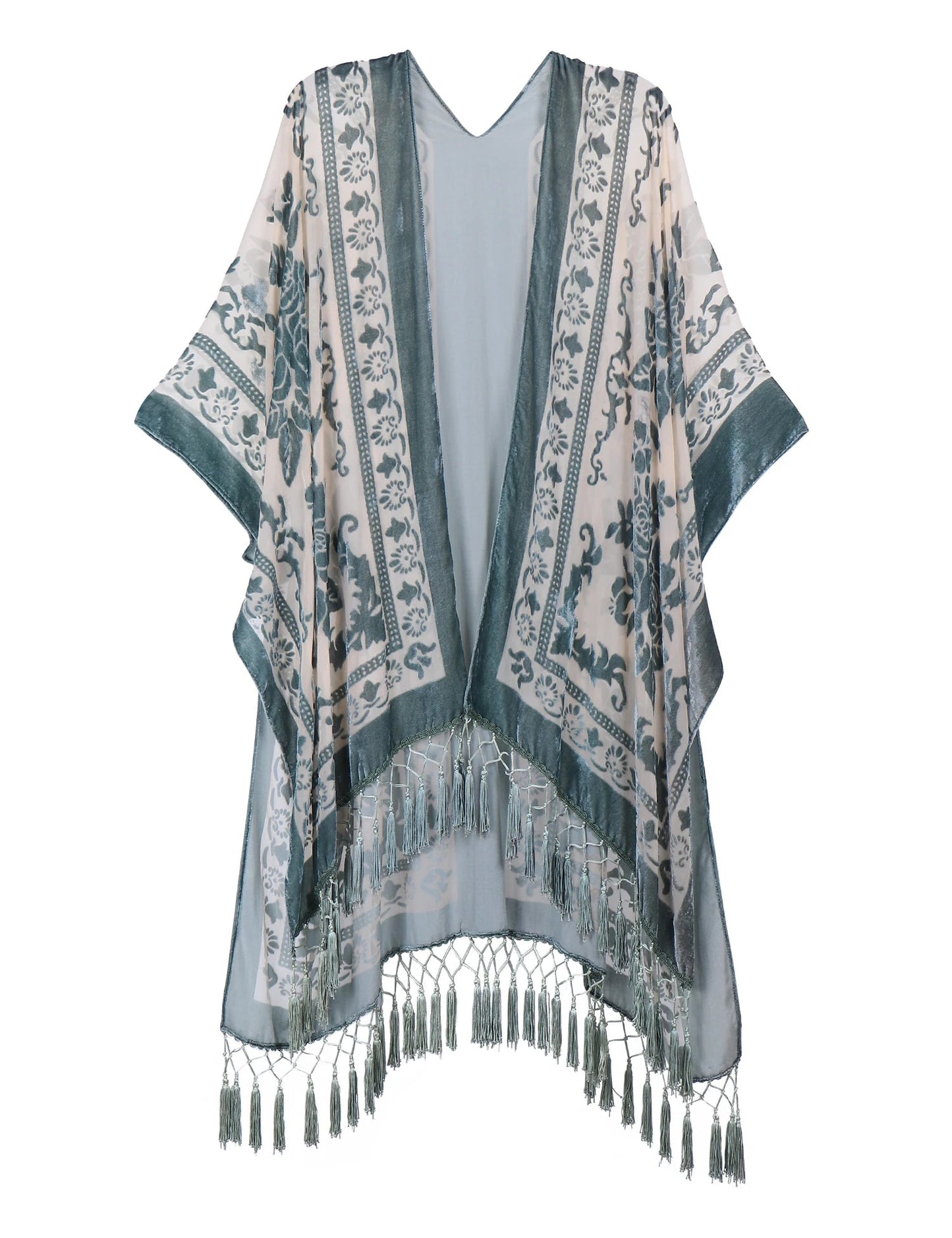Wehello Bohemian Burnt Plush Kimono Women'S Long Purple Tassel Beach Cover-Up  Holiday Casual Cardigan Shawl Jypf-20