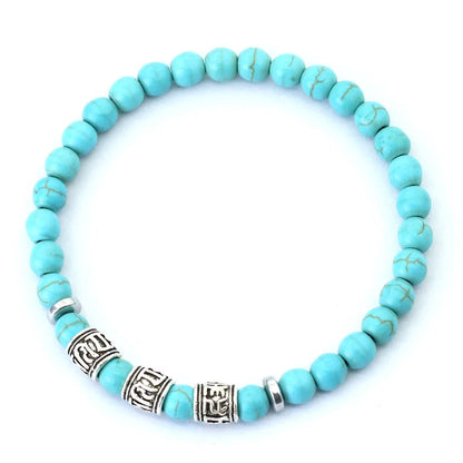 Noter Mantra Bracelet For Men 6Mm Howlite Lava Tiger Eyes Beads Braslet Viking Accessories Pulseras Para Hombre Tibet Braclet