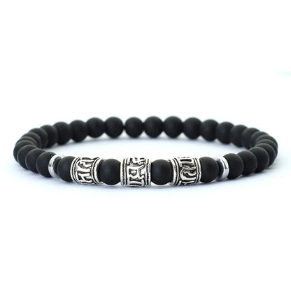 Noter Mantra Bracelet For Men 6Mm Howlite Lava Tiger Eyes Beads Braslet Viking Accessories Pulseras Para Hombre Tibet Braclet