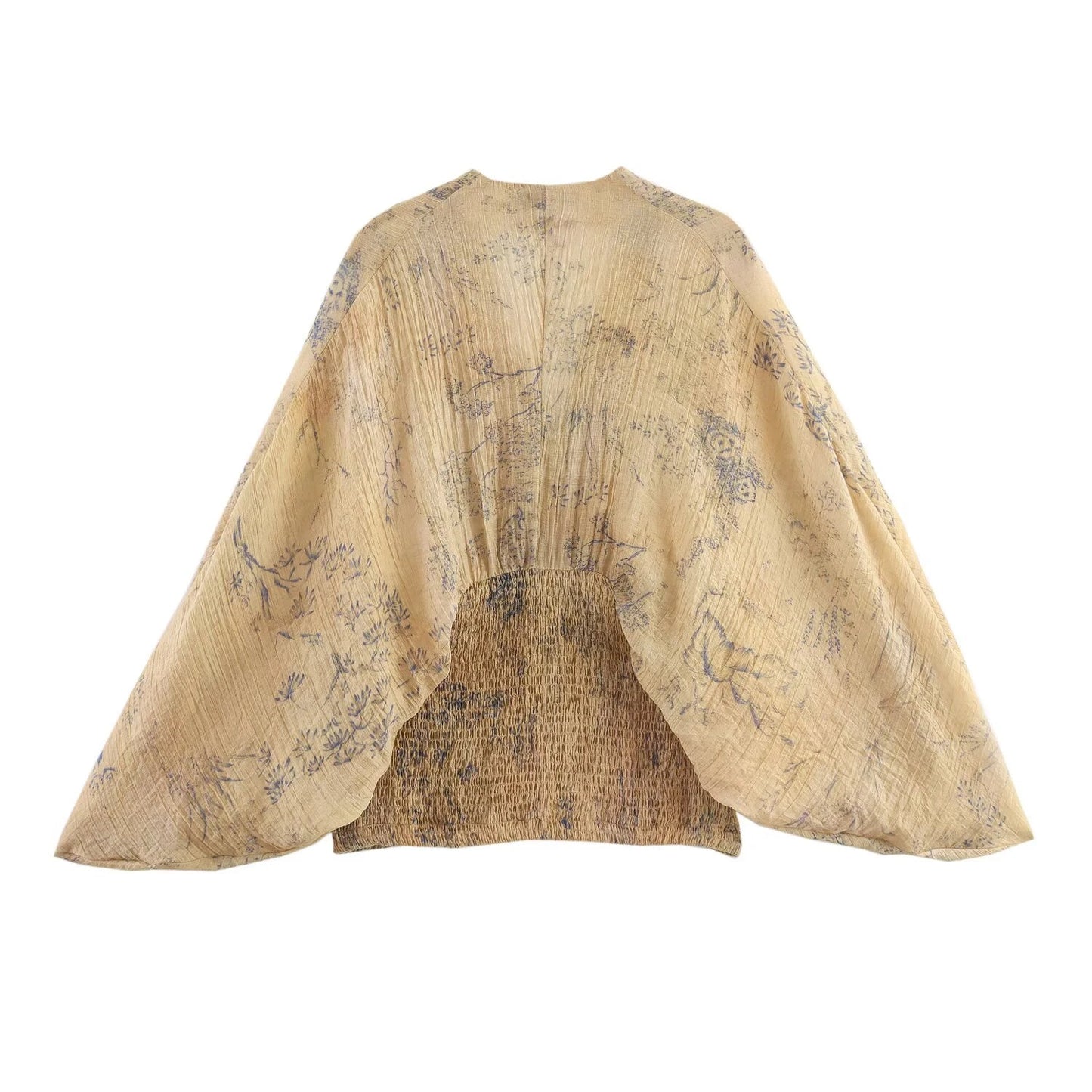 Women'S Summer 2025 New European And American Fashion Style V-Neck Bat Sleeve Loose Printed Top
