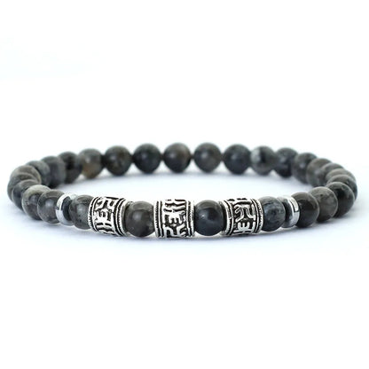 Noter Mantra Bracelet For Men 6Mm Howlite Lava Tiger Eyes Beads Braslet Viking Accessories Pulseras Para Hombre Tibet Braclet