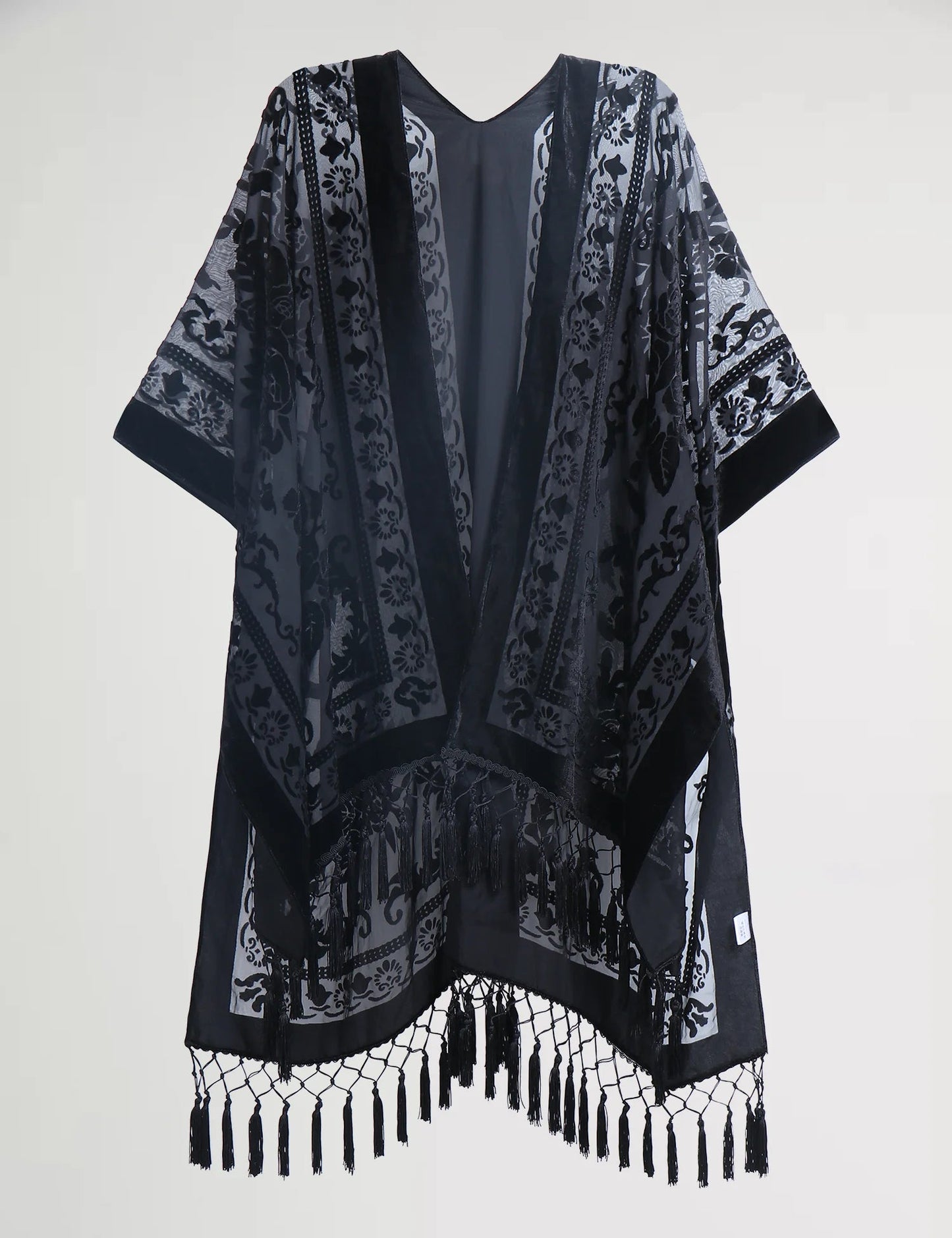Wehello Bohemian Burnt Plush Kimono Women'S Long Purple Tassel Beach Cover-Up  Holiday Casual Cardigan Shawl Jypf-20