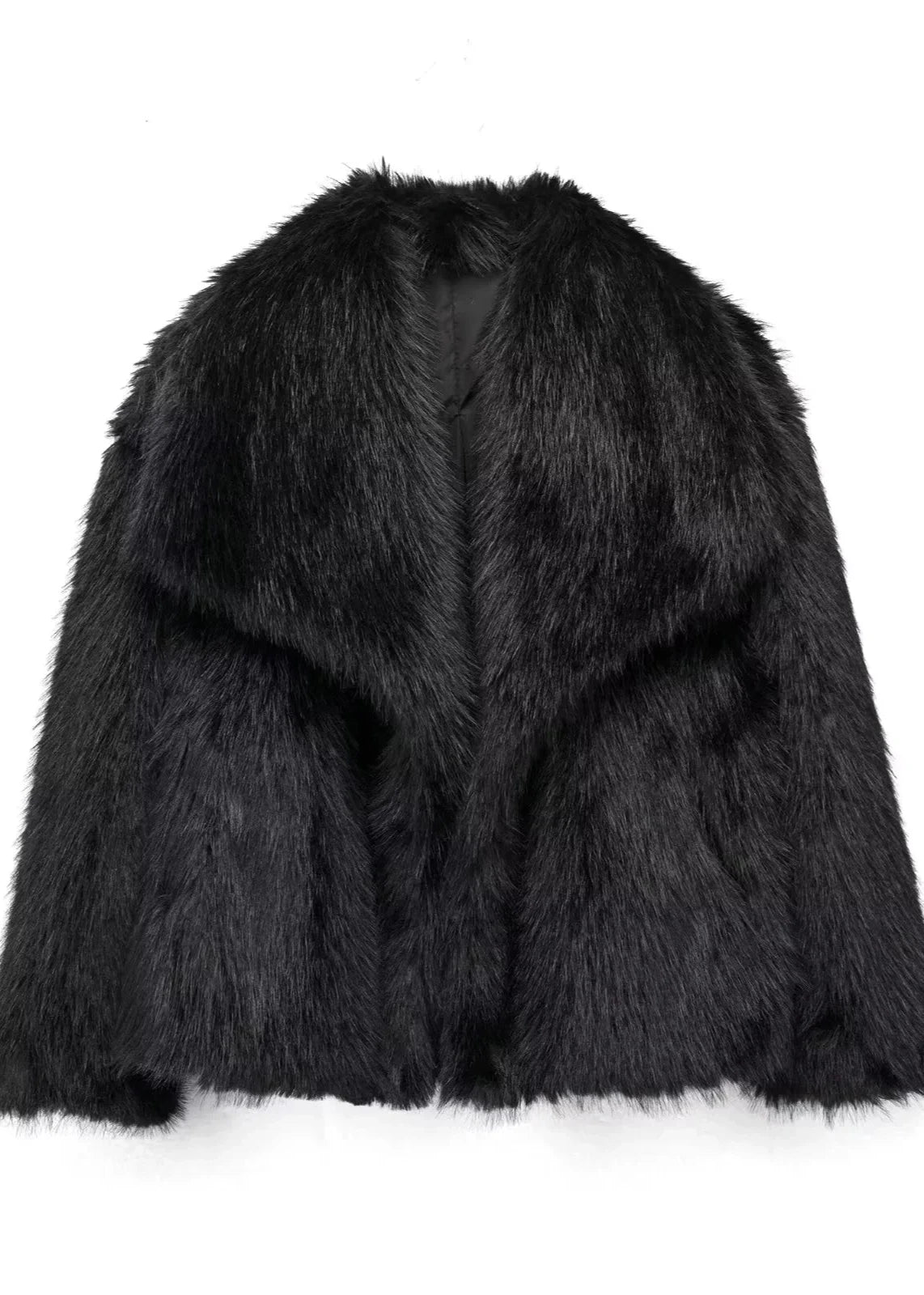 Faux Fur Winter Coat Plush Fabric Neutral Tone