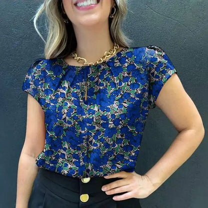 Retro Printed Blouse Women Stylish Shirt Summer Tunic Tops Short Sleeve Beach Party Blusas Bohemian Causal O Neck Chemise
