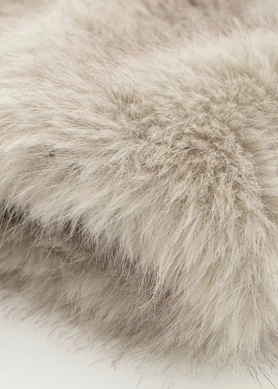 Faux Fur Winter Coat Plush Fabric Neutral Tone