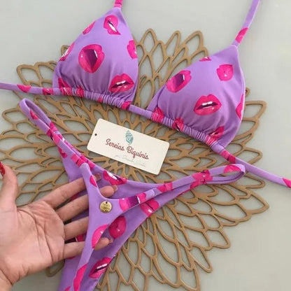 New Women'S Bikini Split Print Swimwear Fashion G-String Beach Holiday