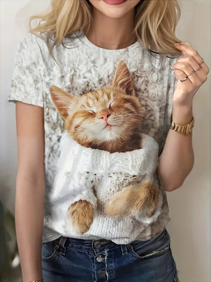 Print Tees Casual Street Tops Camisetas Woman Clothing Summer 2025 Short Sleeve Women'S T-Shirt Ropa De Mujer Ofertas Chic Cheap