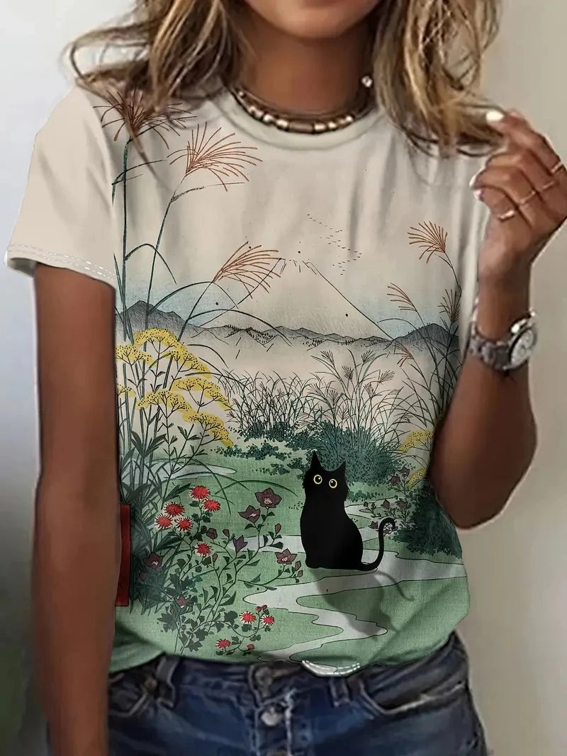 Print Tees Casual Street Tops Camisetas Woman Clothing Summer 2025 Short Sleeve Women'S T-Shirt Ropa De Mujer Ofertas Chic Cheap