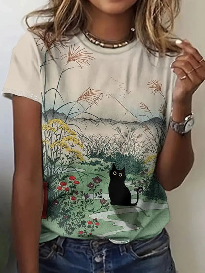 Print Tees Casual Street Tops Camisetas Woman Clothing Summer 2025 Short Sleeve Women'S T-Shirt Ropa De Mujer Ofertas Chic Cheap