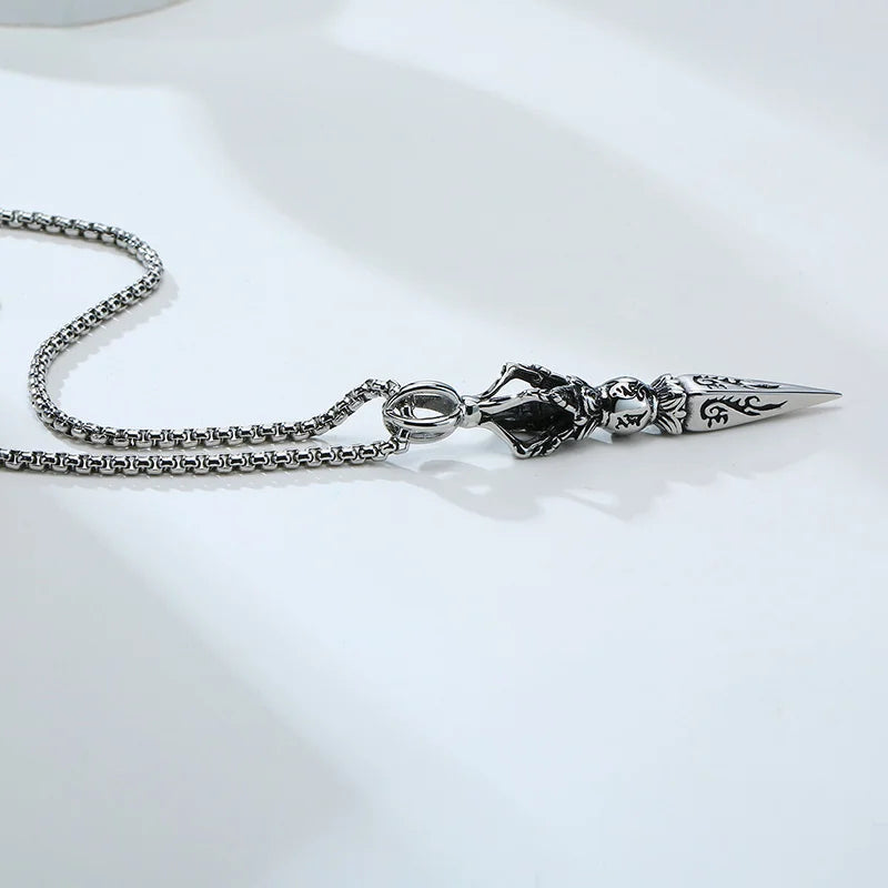 Stainless Steel Tibetan Buddhist Protection Pendant Necklace