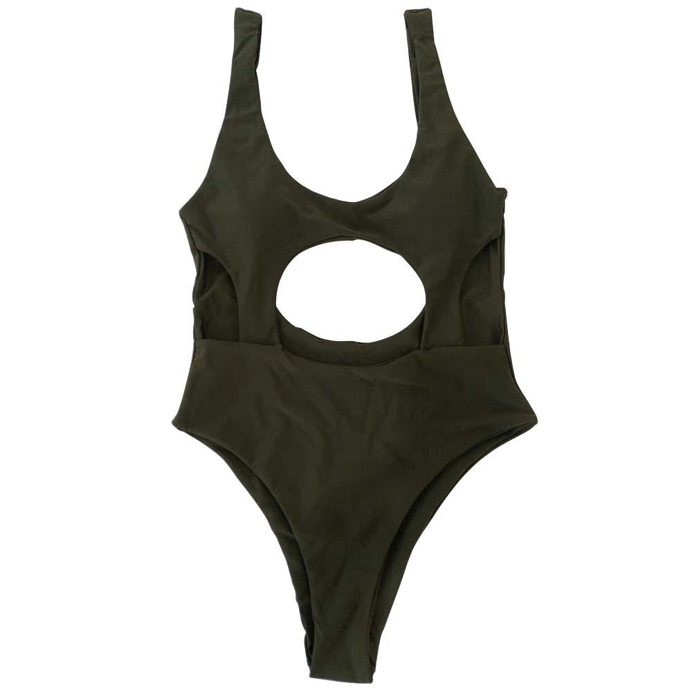 Solid Color Sexy Hollow Solid One-Piece Swimwear