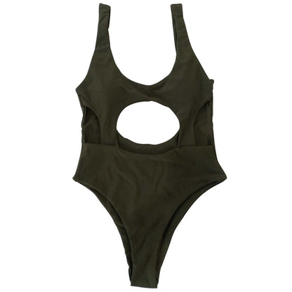 Solid Color Sexy Hollow Solid One-Piece Swimwear