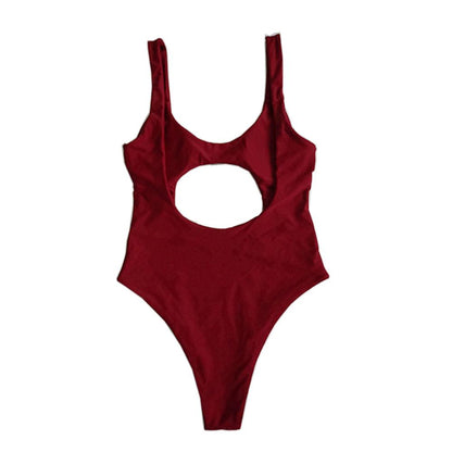 Solid Color Sexy Hollow Solid One-Piece Swimwear