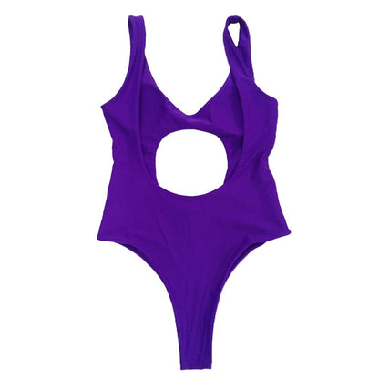 Solid Color Sexy Hollow Solid One-Piece Swimwear