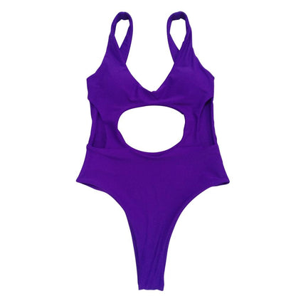 Solid Color Sexy Hollow Solid One-Piece Swimwear