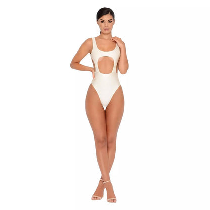 Solid Color Sexy Hollow Solid One-Piece Swimwear