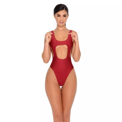 Solid Color Sexy Hollow Solid One-Piece Swimwear