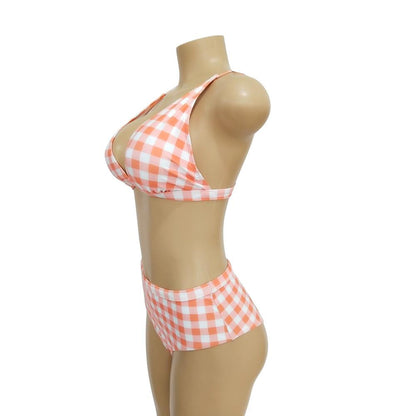 Plaid High Waist Ladies Two-Piece Bikini