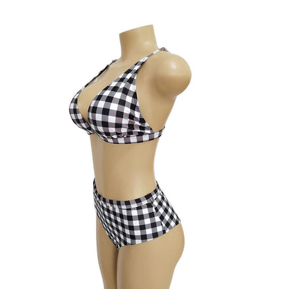 Plaid High Waist Ladies Two-Piece Bikini
