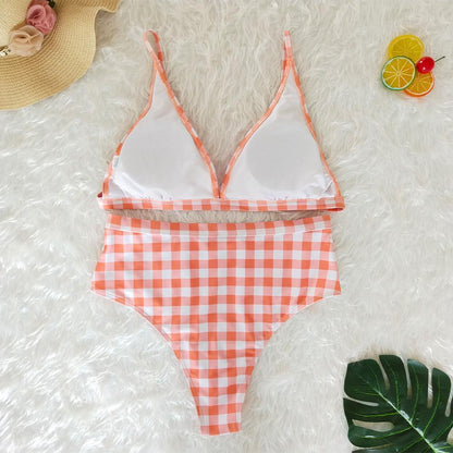 Plaid High Waist Ladies Two-Piece Bikini
