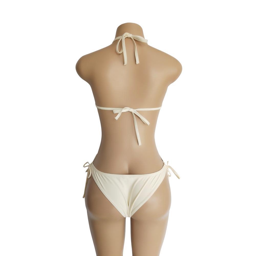Deep V-Neck Tassels Halterneck One-Piece Swimwear