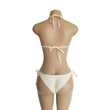 Deep V-Neck Tassels Halterneck One-Piece Swimwear
