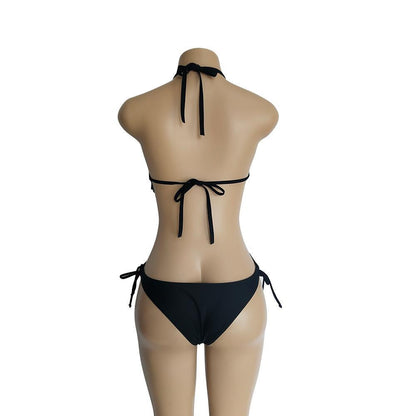 Deep V-Neck Tassels Halterneck One-Piece Swimwear