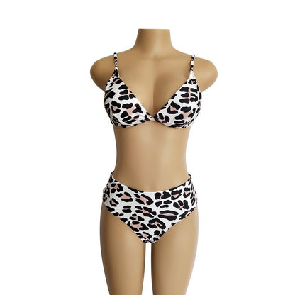 Two Colors Leopard High Waist Ladies Bikini Two-Piece