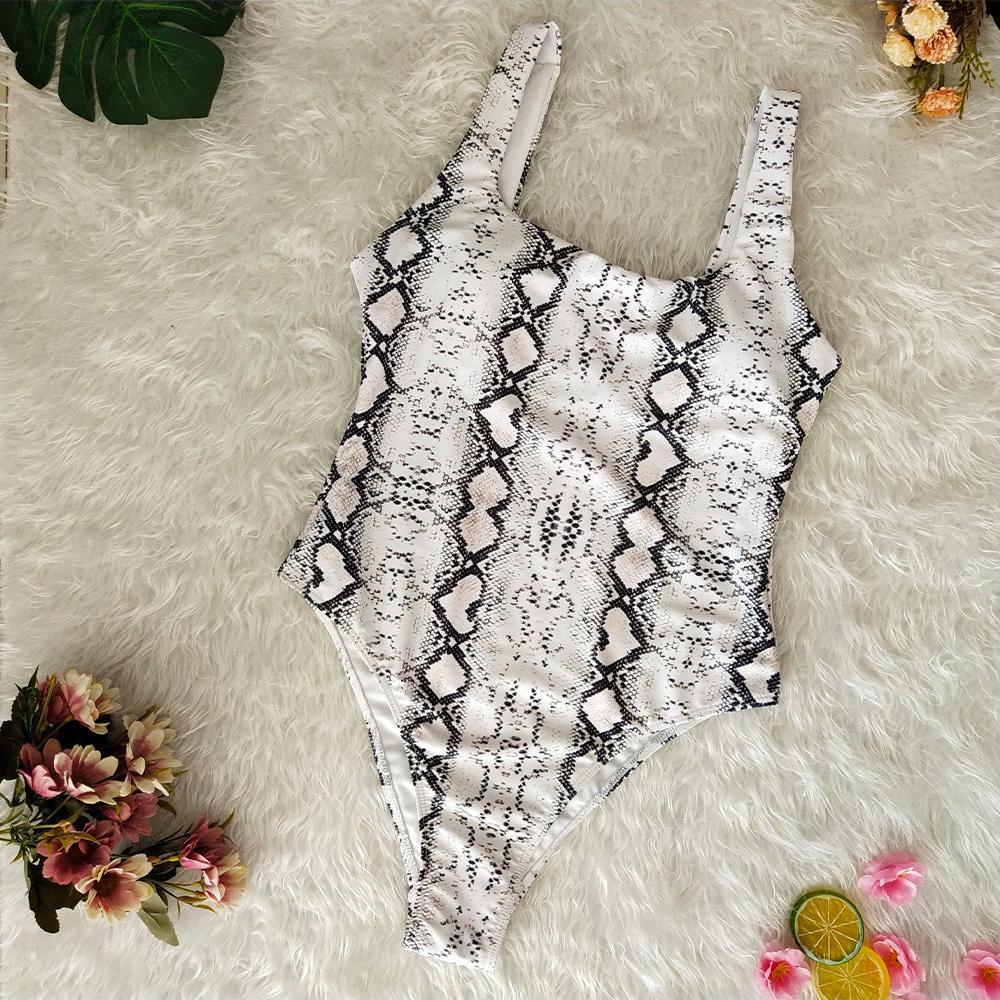 Two Colors Python Pattern Print One Piece Swimsuit